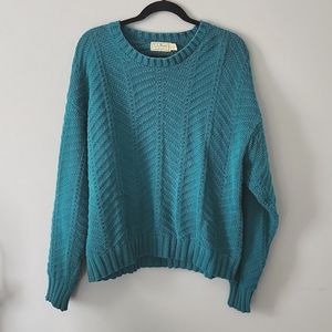 L.L. Bean Vintage Cableknit Fisherman Sweater TEAL